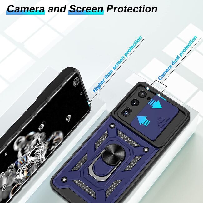 Husa pentru Samsung Galaxy S20 Ultra cu inel Ring Armor Kickstand Tough, protectie camera, verde