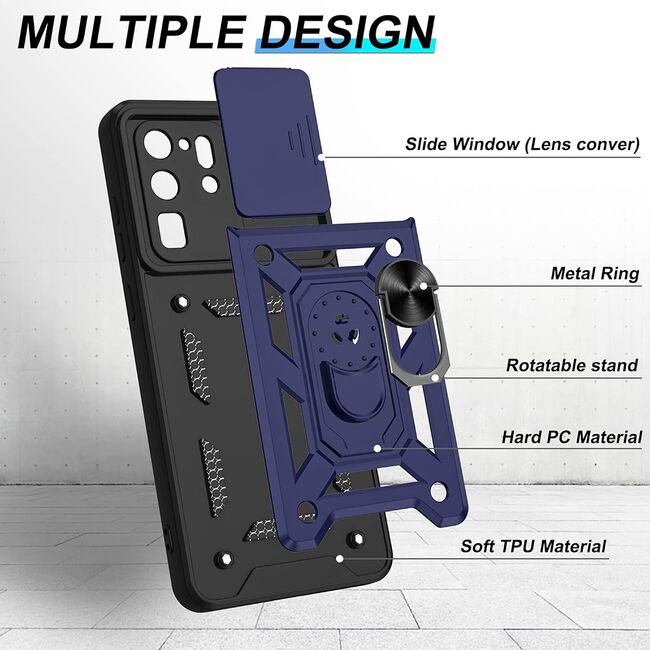 Husa pentru Samsung Galaxy S20 Ultra cu inel Ring Armor Kickstand Tough, protectie camera, verde