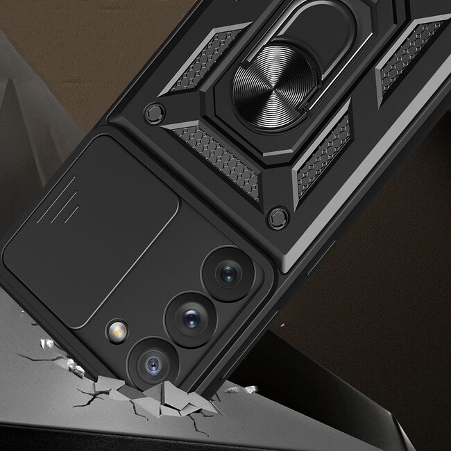 Husa pentru Samsung Galaxy S22 cu inel Ring Armor Kickstand Tough, protectie camera, rose gold