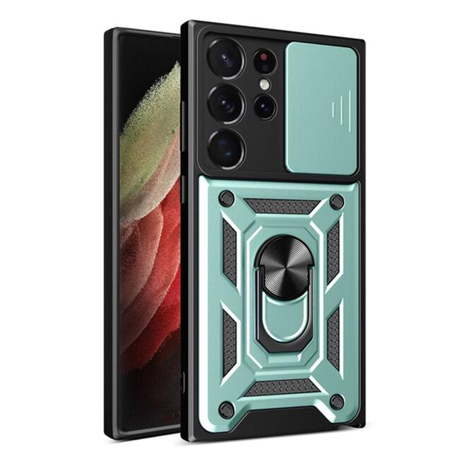 Husa pentru Samsung Galaxy S22 Ultra cu inel Ring Armor Kickstand Tough, protectie camera, verde