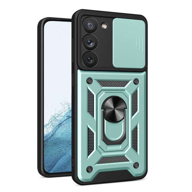 Husa pentru Samsung Galaxy S23 cu inel Ring Armor Kickstand Tough, protectie camera, verde