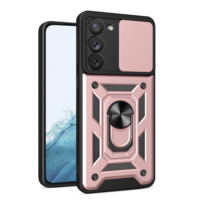 Husa pentru Samsung Galaxy S23 cu inel Ring Armor Kickstand Tough, protectie camera, rose gold