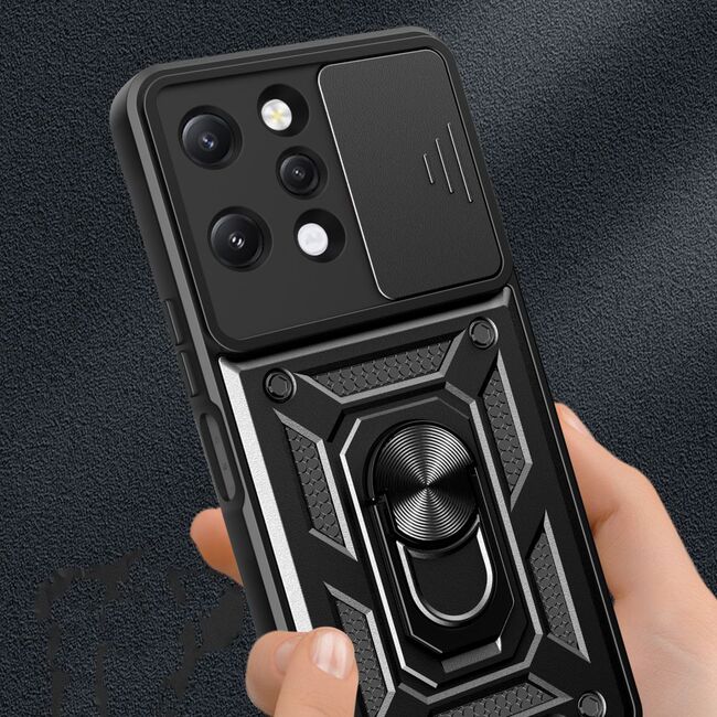 Husa pentru Xiaomi Redmi 12 5G, 4G cu inel Ring Armor Kickstand Tough, protectie camera, rose gold