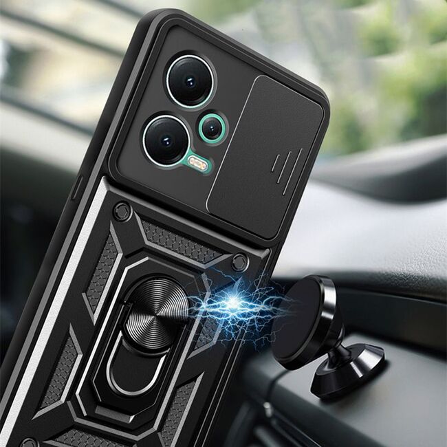 Husa pentru Xiaomi Redmi Note 12 5G cu inel Ring Armor Kickstand Tough, protectie camera, rose gold