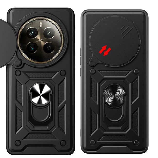 Husa pentru Honor Magic 6 Pro Ring Armor Kickstand Tough Rugged Cover cu protectie camera, rose gold