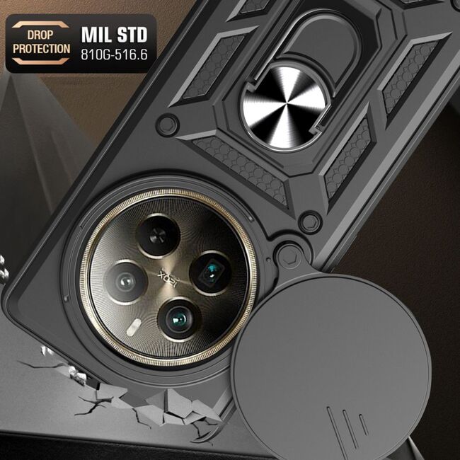 Husa pentru Honor Magic 6 Pro Ring Armor Kickstand Tough Rugged Cover cu protectie camera, rose gold