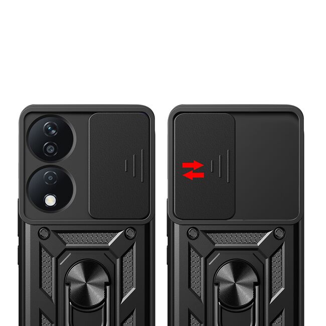 Husa pentru Honor X7b Ring Armor Kickstand Tough Rugged Cover cu protectie camera, rose gold