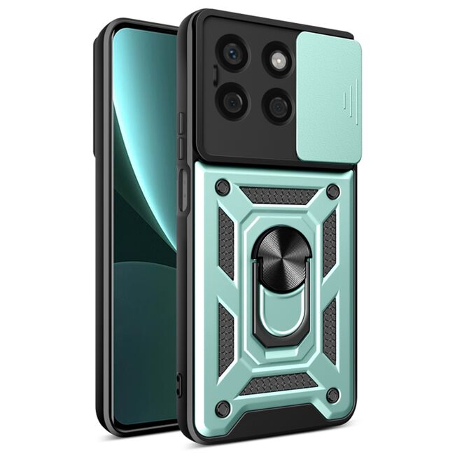 Husa pentru Honor X8b Ring Armor Kickstand Tough Rugged Cover cu protectie camera, verde