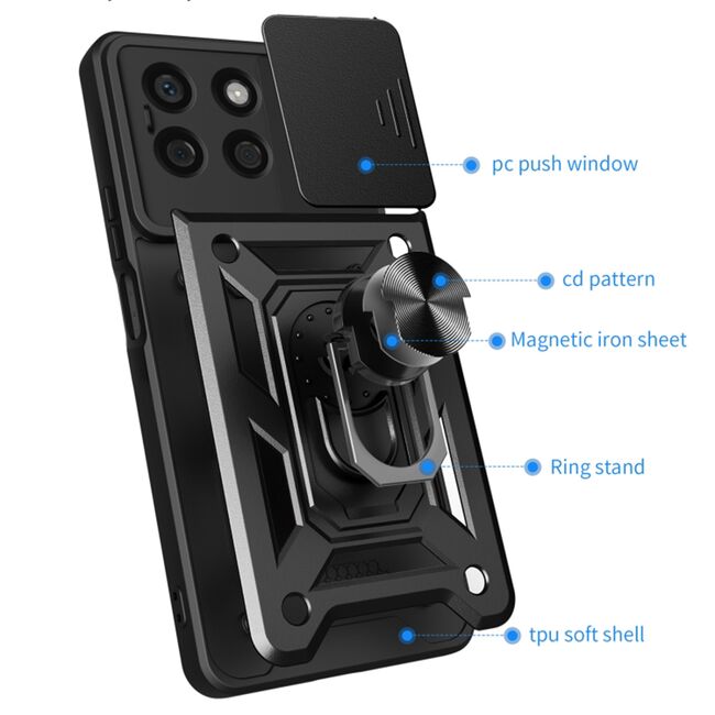 Husa pentru Honor X8b Ring Armor Kickstand Tough Rugged Cover cu protectie camera, verde