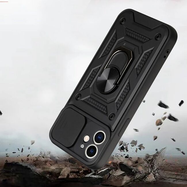 Husa pentru iPhone 11 cu inel Ring Armor Kickstand Tough, protectie camera, verde
