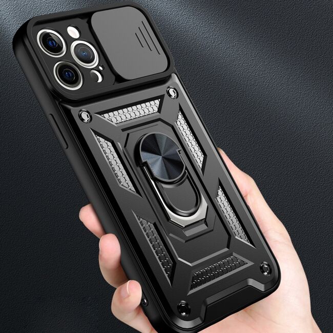 Husa pentru iPhone 11 Pro Max cu inel Ring Armor Kickstand Tough, protectie camera, verde