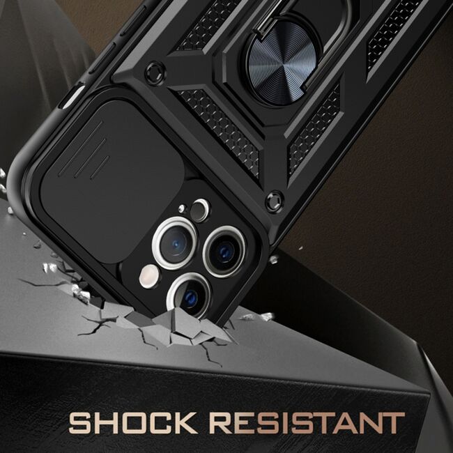 Husa pentru iPhone 11 Pro Max cu inel Ring Armor Kickstand Tough, protectie camera, rose gold