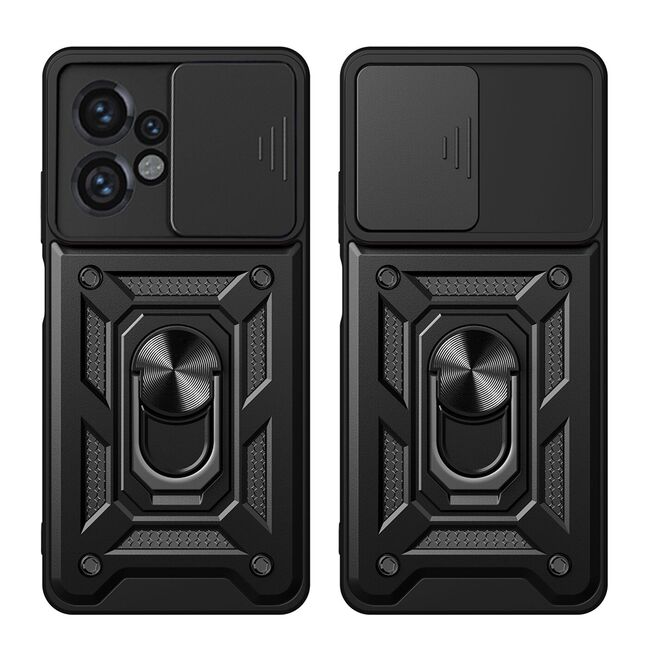 Husa pentru Motorola Moto G04 / G24 / G24 Power cu inel Ring Armor Kickstand Tough, protectie camera verde