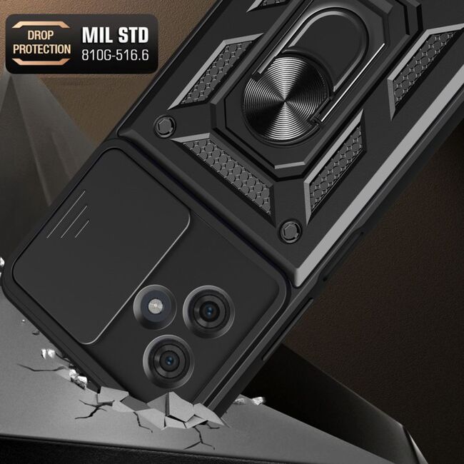 Husa pentru Motorola Moto G54, G54 Power Edition cu inel Ring Armor Kickstand Tough, protectie camera, verde
