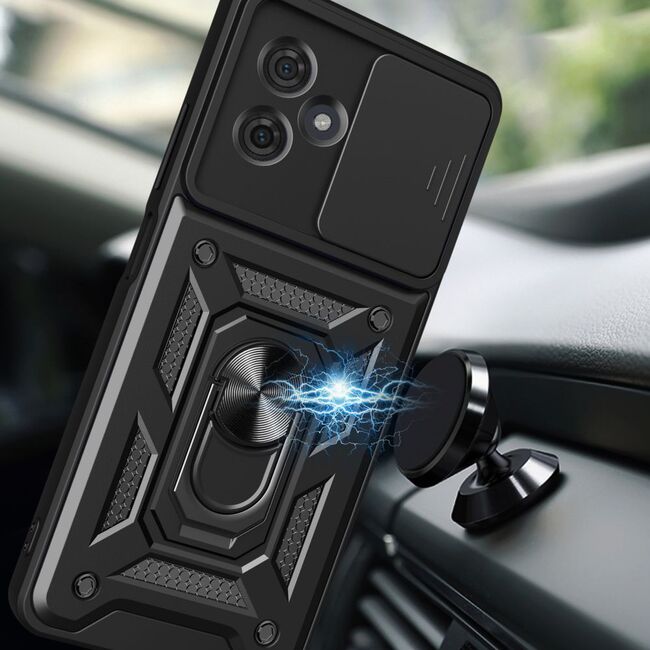 Husa pentru Motorola Moto G54, G54 Power Edition cu inel Ring Armor Kickstand Tough, protectie camera, verde