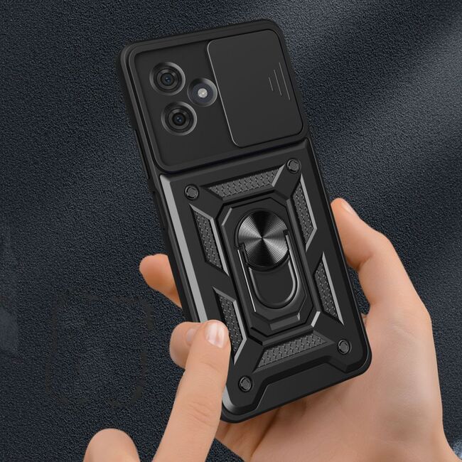Husa pentru Motorola Moto G54, G54 Power Edition cu inel Ring Armor Kickstand Tough, protectie camera, verde