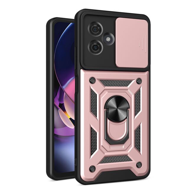 Husa pentru Motorola Moto G54, G54 Power Edition cu inel Ring Armor Kickstand Tough, protectie camera, rose gold