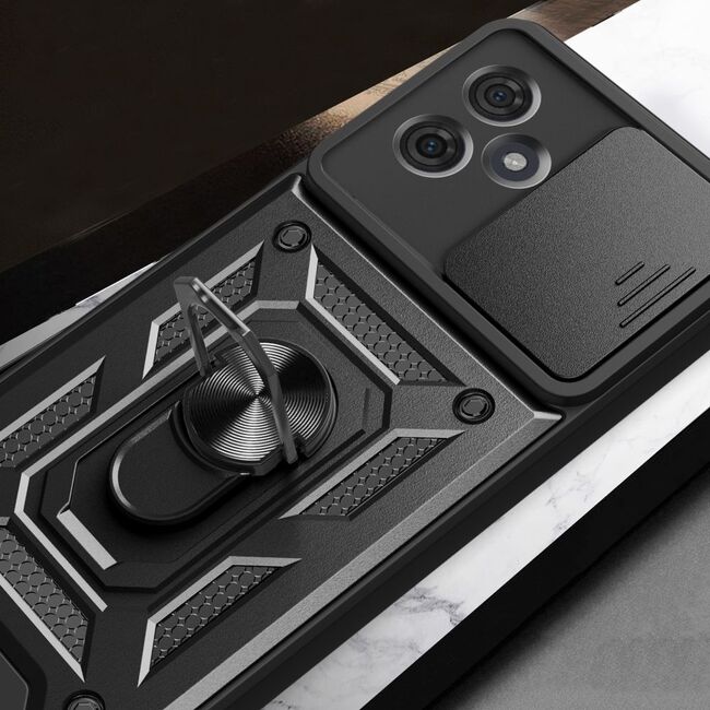 Husa pentru Motorola Moto G54, G54 Power Edition cu inel Ring Armor Kickstand Tough, protectie camera, rose gold