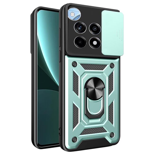 Husa pentru OnePlus 12R Ring Armor Kickstand Tough, protectie camera, verde