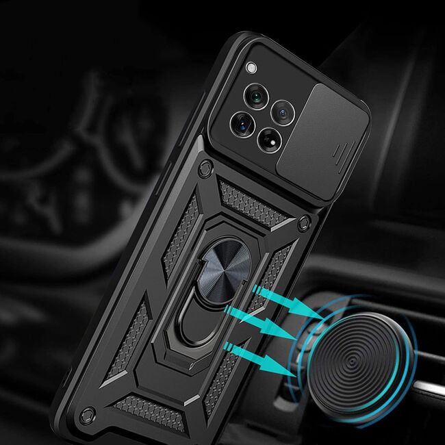 Husa pentru OnePlus 12R Ring Armor Kickstand Tough, protectie camera, verde