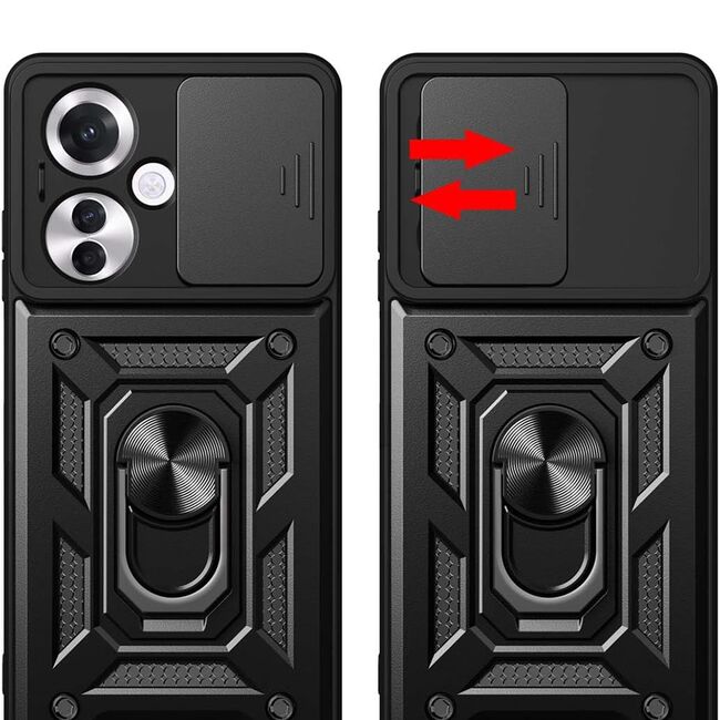 Husa pentru Oppo Reno 11F cu inel Ring Armor Kickstand Tough, protectie camera, rose gold