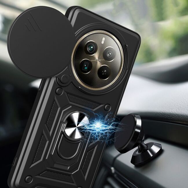 Husa pentru Realme 12 Pro / 12 Pro+ Plus cu inel Ring Armor Kickstand Tough, protectie camera, verde