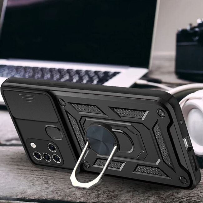 Husa pentru Samsung Galaxy A21s cu inel Ring Armor Kickstand Tough, protectie camera, rose gold