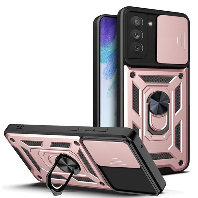 Husa pentru Samsung Galaxy S21 cu inel Ring Armor Kickstand Tough, protectie camera, rose gold