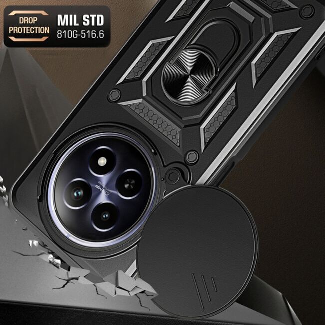 Husa pentru Xiaomi 14 Ultra cu inel Ring Armor Kickstand Tough, protectie camera, rose gold