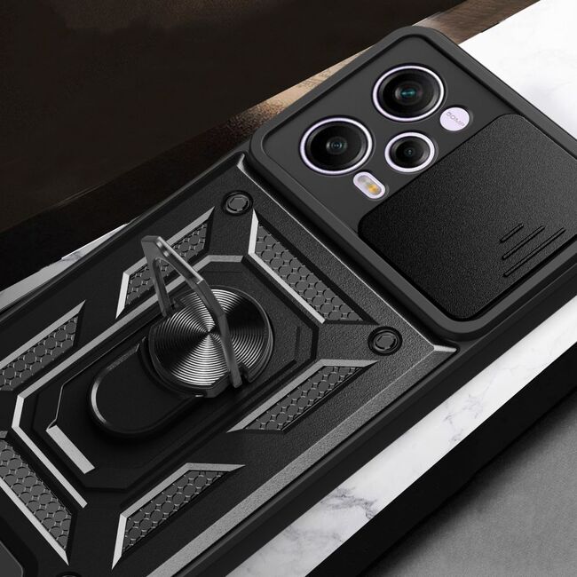Husa pentru Xiaomi Redmi Note 12 Pro cu inel Ring Armor Kickstand Tough, protectie camera, rose gold