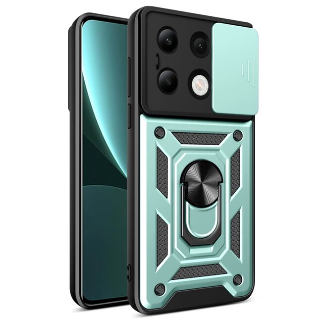 Husa pentru  Xiaomi Redmi Note 13 4G Ring Armor Kickstand Tough Rugged Cover cu protectie camera, verde