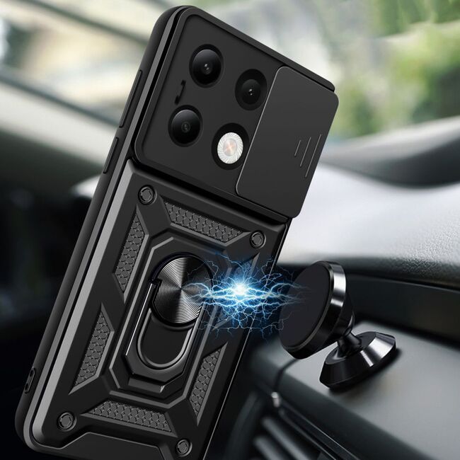 Husa pentru  Xiaomi Redmi Note 13 4G Ring Armor Kickstand Tough Rugged Cover cu protectie camera, verde