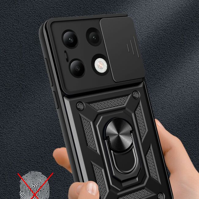 Husa pentru  Xiaomi Redmi Note 13 4G Ring Armor Kickstand Tough Rugged Cover cu protectie camera, verde