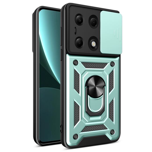 Husa pentru  Xiaomi Redmi Note 13 Pro 4G Ring Armor Kickstand Tough Rugged Cover cu protectie camera, verde