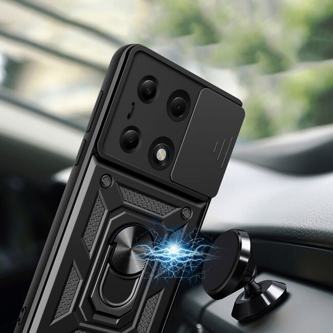 Husa pentru  Xiaomi Redmi Note 13 Pro 4G Ring Armor Kickstand Tough Rugged Cover cu protectie camera, roz