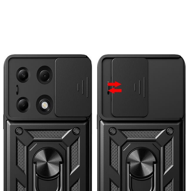 Husa pentru  Xiaomi Redmi Note 13 Pro 4G Ring Armor Kickstand Tough Rugged Cover cu protectie camera, roz