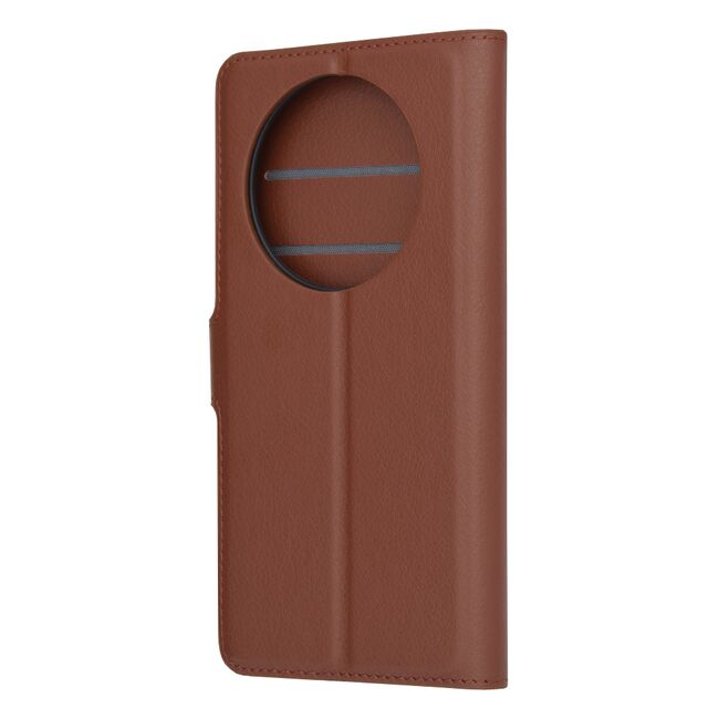 Husa pentru  Honor Magic 5 Lite tip carte cu inchidere magnetica, compartimente pentru carduri si functie stand, maro