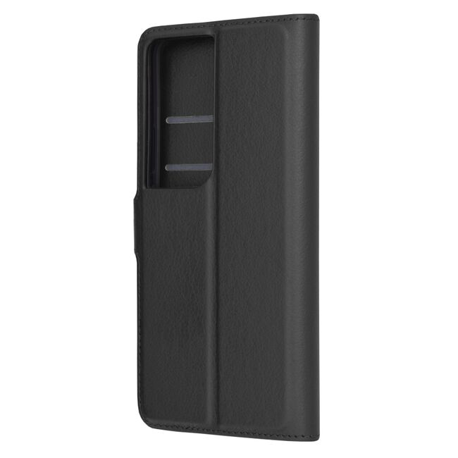 Husa pentru  Honor X7b tip carte cu inchidere magnetica, compartimente pentru carduri si functie stand, negru