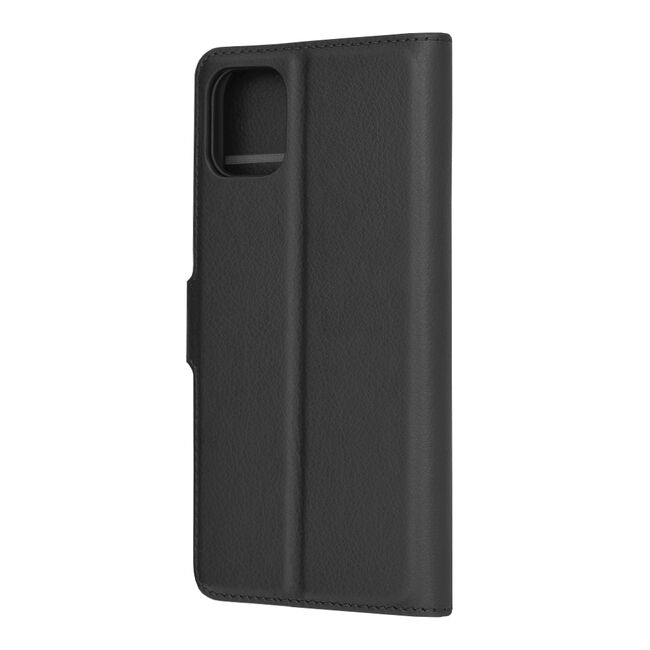 Husa pentru  iPhone 11 tip carte cu inchidere magnetica, compartimente pentru carduri si functie stand, negru