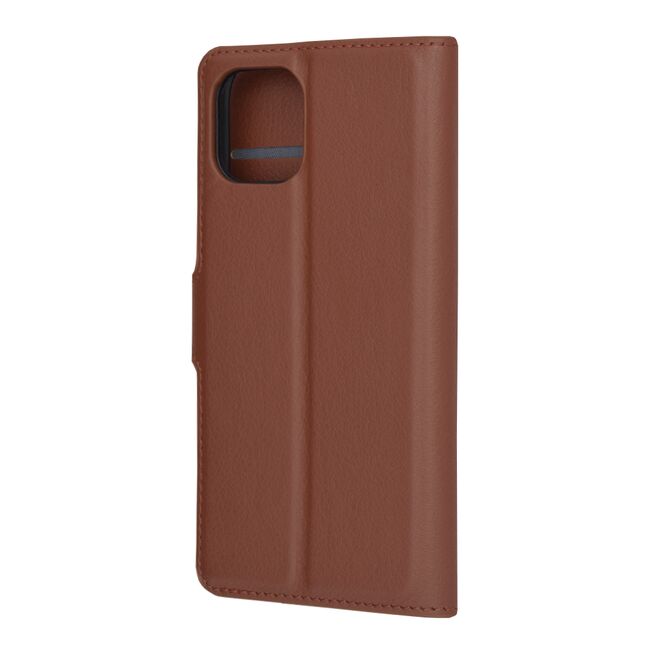Husa pentru  iPhone 11 Pro tip carte cu inchidere magnetica, compartimente pentru carduri si functie stand, maro