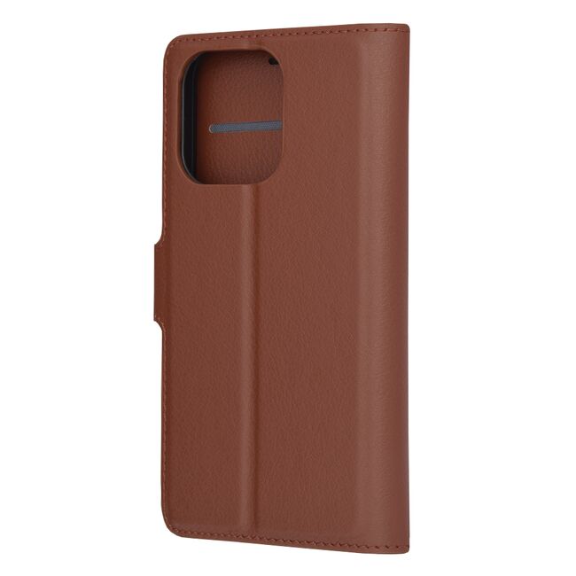 Husa pentru  iPhone 14 Pro  tip carte cu inchidere magnetica, compartimente pentru carduri si functie stand, maro