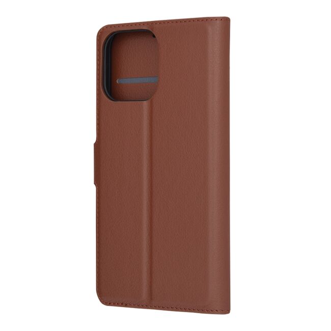 Husa pentru  iPhone 14 Pro Max tip carte cu inchidere magnetica, compartimente pentru carduri si functie stand, maro
