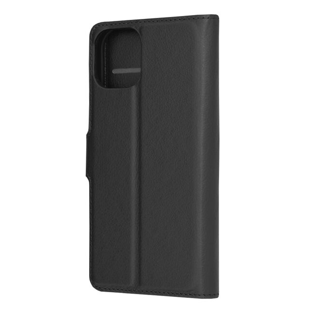 Husa pentru  iPhone 15 tip carte cu inchidere magnetica, compartimente pentru carduri si functie stand, negru