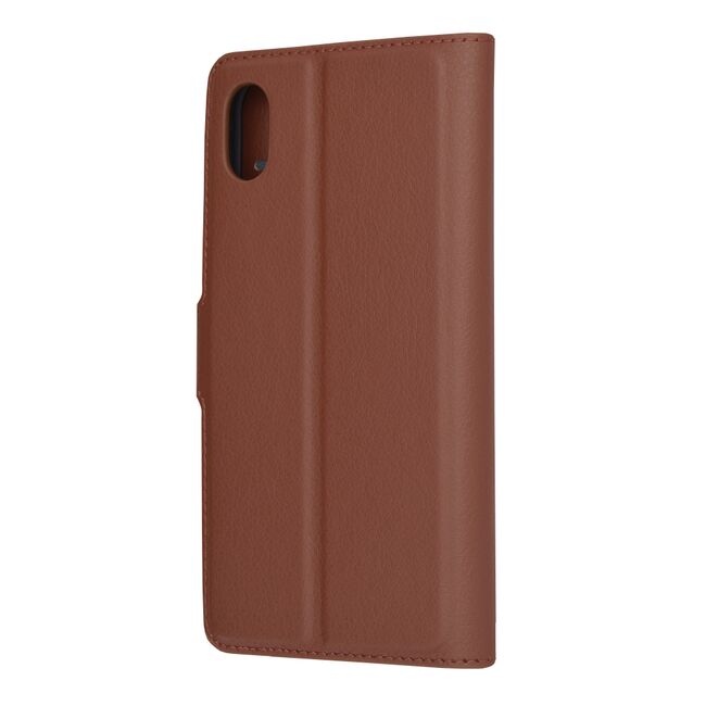 Husa pentru iPhone XR tip carte cu inchidere magnetica, compartimente pentru carduri si functie stand, maro