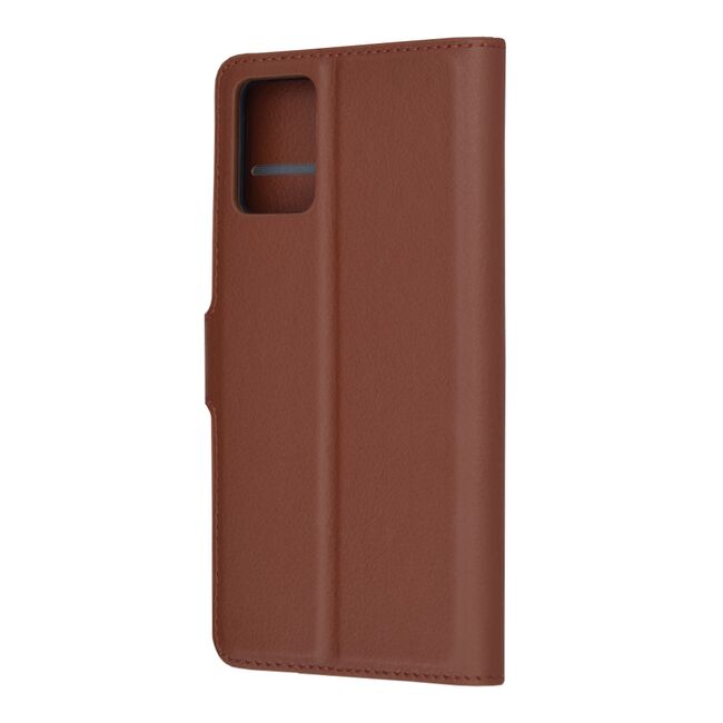 Husa pentru  Motorola Moto Edge 30 NEO tip carte cu inchidere magnetica, compartimente pentru carduri si functie stand, maro