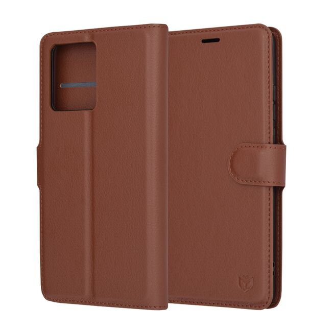 Husa Motorola Edge 40 Neo Techsuit Leather Book tip carte, maro