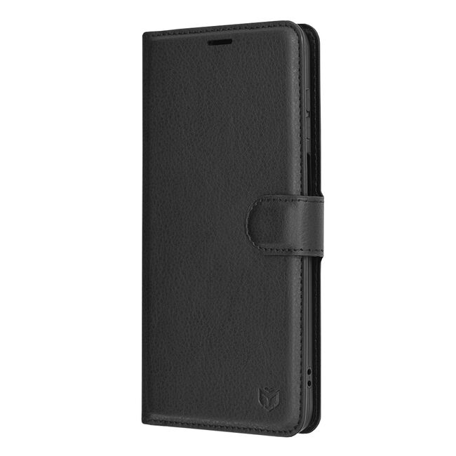 Husa Motorola Moto E22s Techsuit Leather Book tip carte, negru