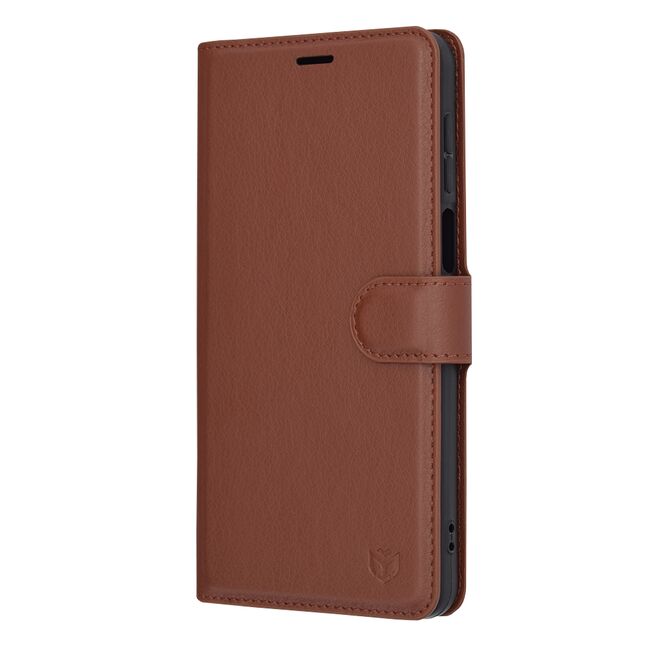 Husa Motorola Moto G14 Techsuit Leather Book tip carte, maro