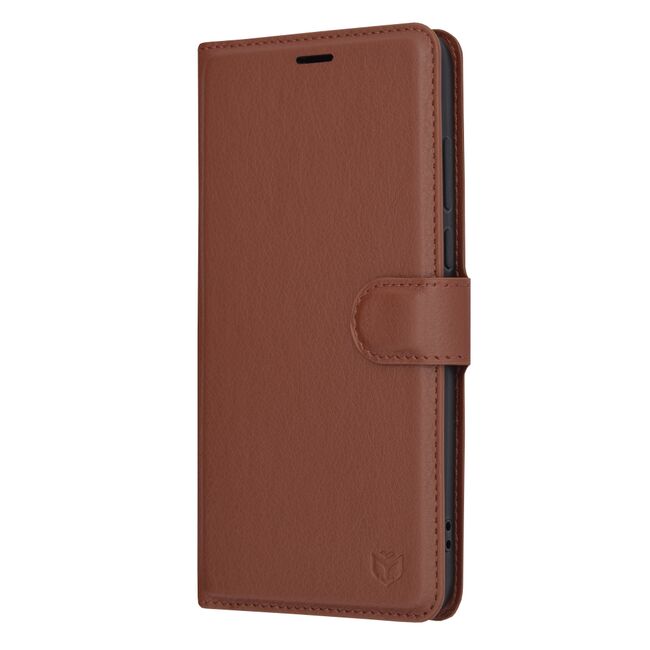 Husa Motorola Moto G84 Techsuit Leather Book tip carte, maro