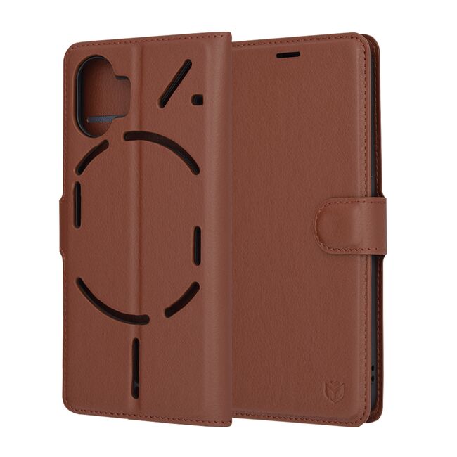 Husa Nothing Phone (2) Techsuit Leather Folio, maro